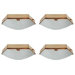 Four Hexagonal Brass and Glass Ceiling/Wall Lights by Stilnovo 9