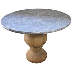 19th Century French Wooden Pedestal Table with Belgian Marble Top
