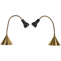 Pair of Rare Gooseneck Table Lamps by Angelo Lelli for Arredoluce