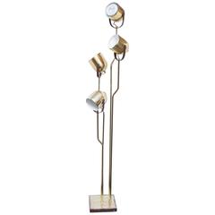 1970s Goffreddo Reggiani Brass Four Head Floor Lamp