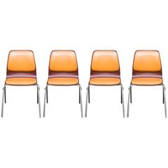 Set of Four Pagholz Flötotto Stacking Chairs by Thonet