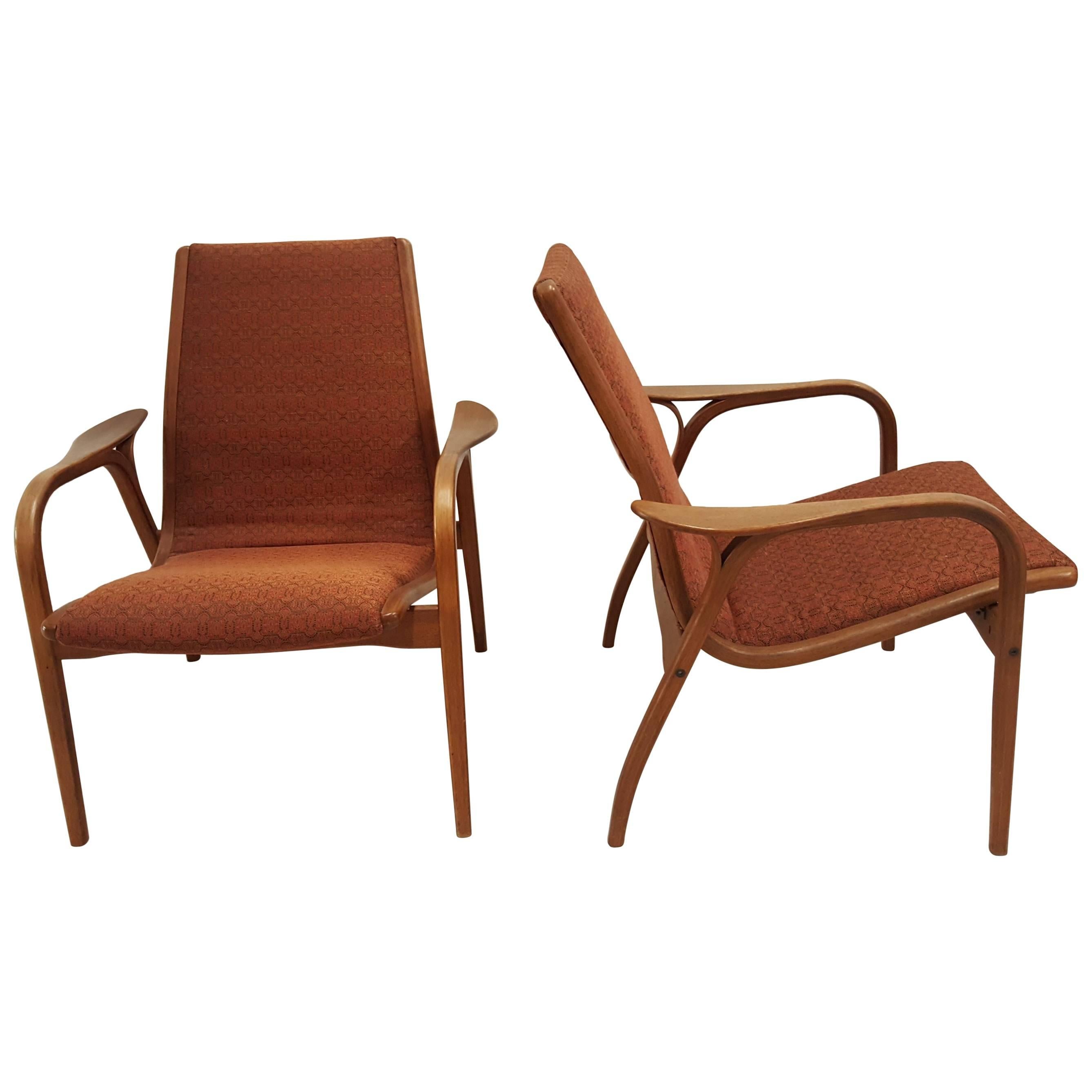 Pair of Yngve Ekstrom of Sweden Lounge Chairs For Sale