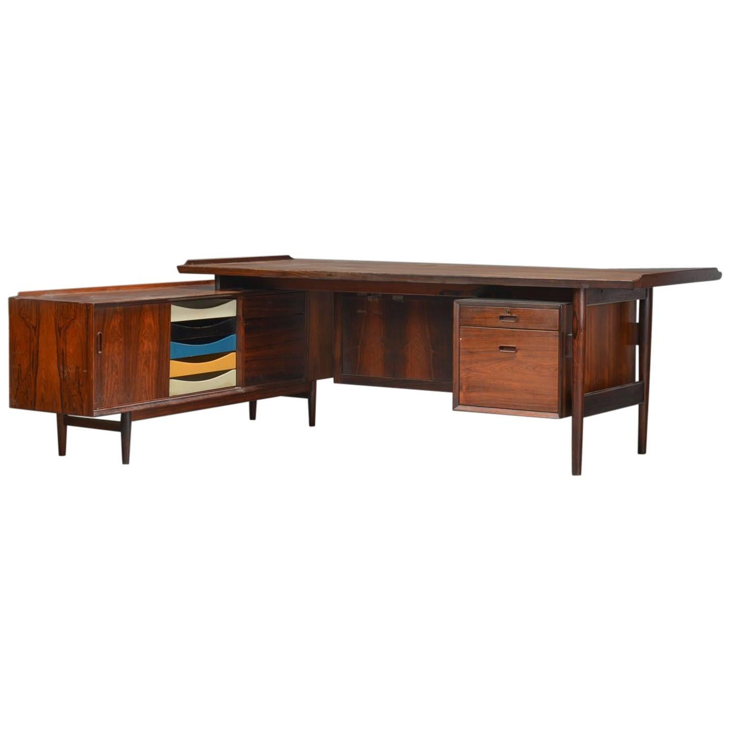 Arne Vodder Rosewood Desk and Sideboard Made by Sibast, circa 1960 For Sale