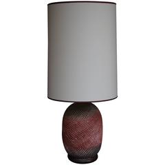 1930s Pale Red and White Glazed Ceramic Table Lamp 10