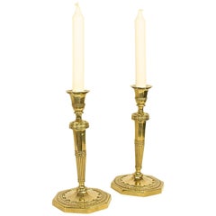 Pair of Late 18th Century Directoire Bronze Candlesticks
