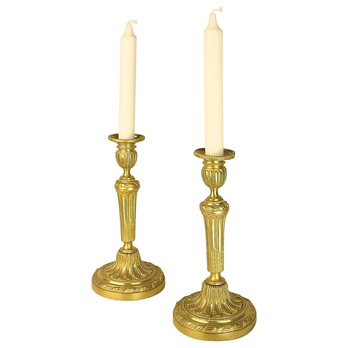 Pair of Louis XVI Gilt-Bronze Candlesticks