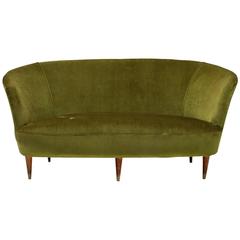 Italian Midcentury Green Velvet Sofa