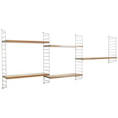 Original Ash Wood 1960s Modular String Wall Unit by Nisse Strinning, Sweden 5