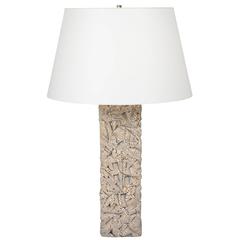 Textured Stone Column Table Lamp