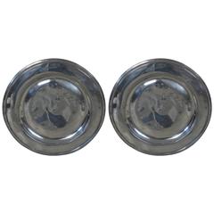 Pair of Large Antique Polished Pewter Chargers or Trays, English, 18th Century 10