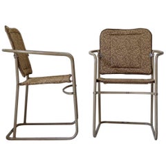 Pair of Tubular Metal Chairs, France, circa 1950s