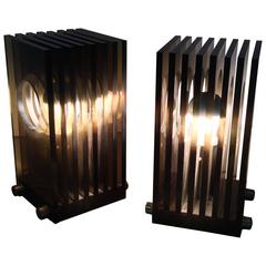 Pair of Plexiglass Table Lamps, Italy, 1970