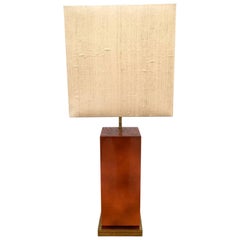 1970 Lacquered  and Brass Table Lamp J.C. Mahey Style