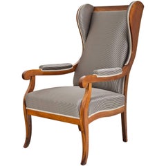 Antique Biedermeier Wingback Chair, 19th Century