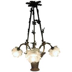 French  Bouquet  Bronze Chandelier, circa 1900s