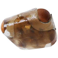 Kaiser Flush Mount Amber Murano Glass Ceiling Light, 1960s