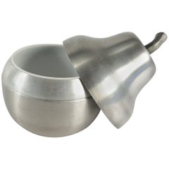 Cool Ice Bucket in the Shape of a Pear in Brushed Aluminum from the 1970s 