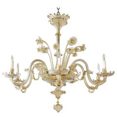 Large 20th Century Venetian Murano Glass Chandelier with Six Arms
