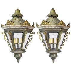 Pair of Late 19th Century Baroque-Style Venetian Gondola Lanterns