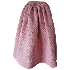 Early 19th Century French Antique Pink Cotton Quilted Jupon Skirt