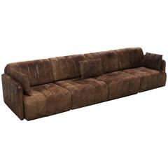 De Sede Extendable Patinated Sofa with Patchwork 1