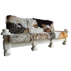 Oak White Painted Les Arcs Ski Sofa, 1970s 7