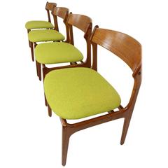 Set of Four Dining Room Chairs Designed by Erik Buck, 1967, Denmark and Produced