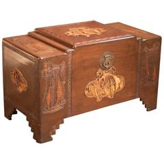 Vintage Chest, Oriental Camphor Wood Trunk, 1930s