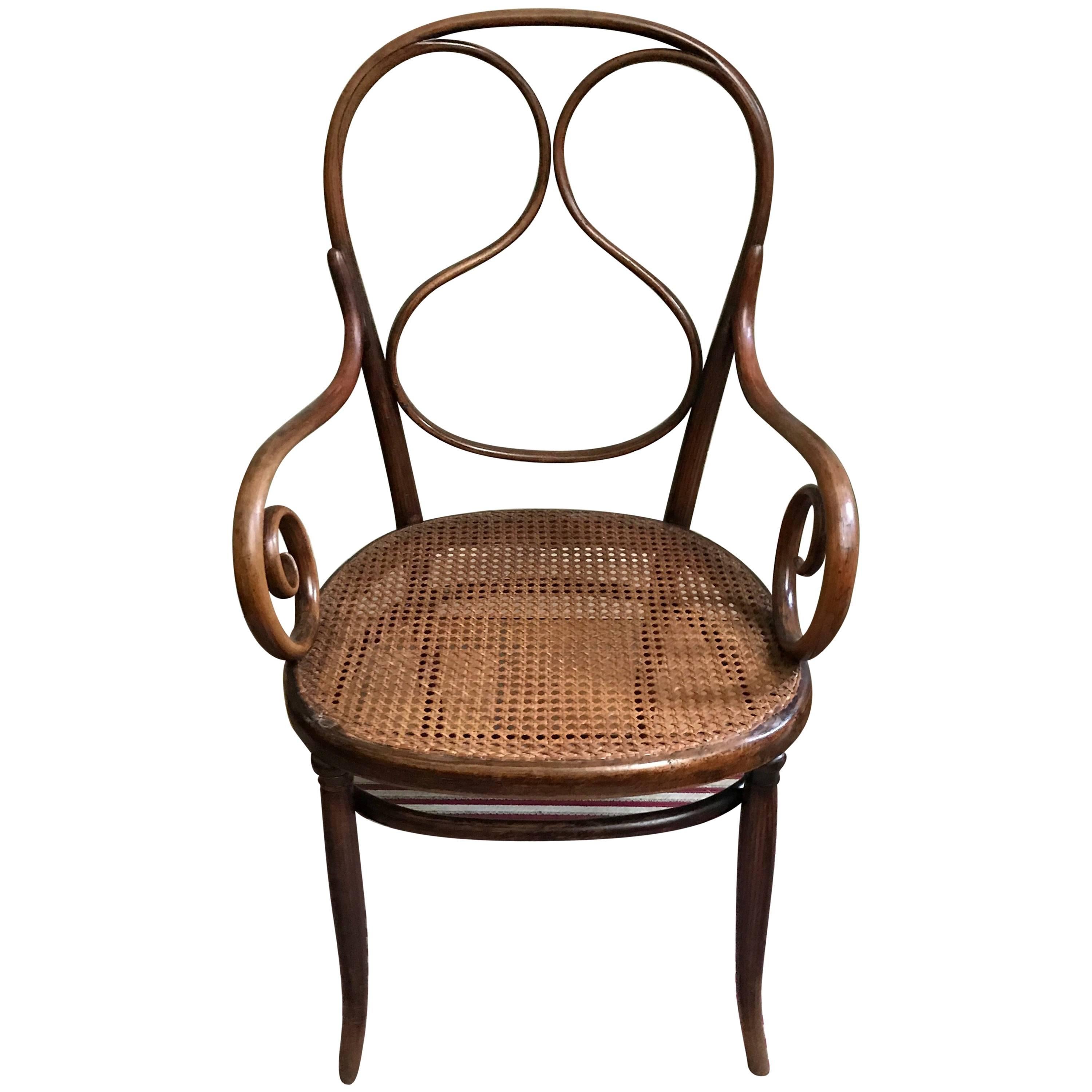 Armchair Thonet bentwood  Nr 1 First Design Splitted Beech Thin Back, 1865 For Sale
