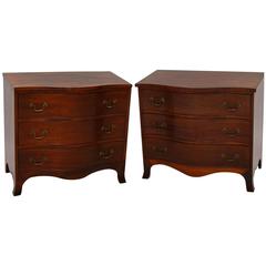 Pair of Antique Mahogany Serpentine Chests