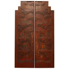 Pair of Chinese Carved Temple Courtyard Door Panels