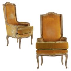 Vintage Pair of Carved Hollywood Regency Arm Chairs in the French Taste, 20th Century