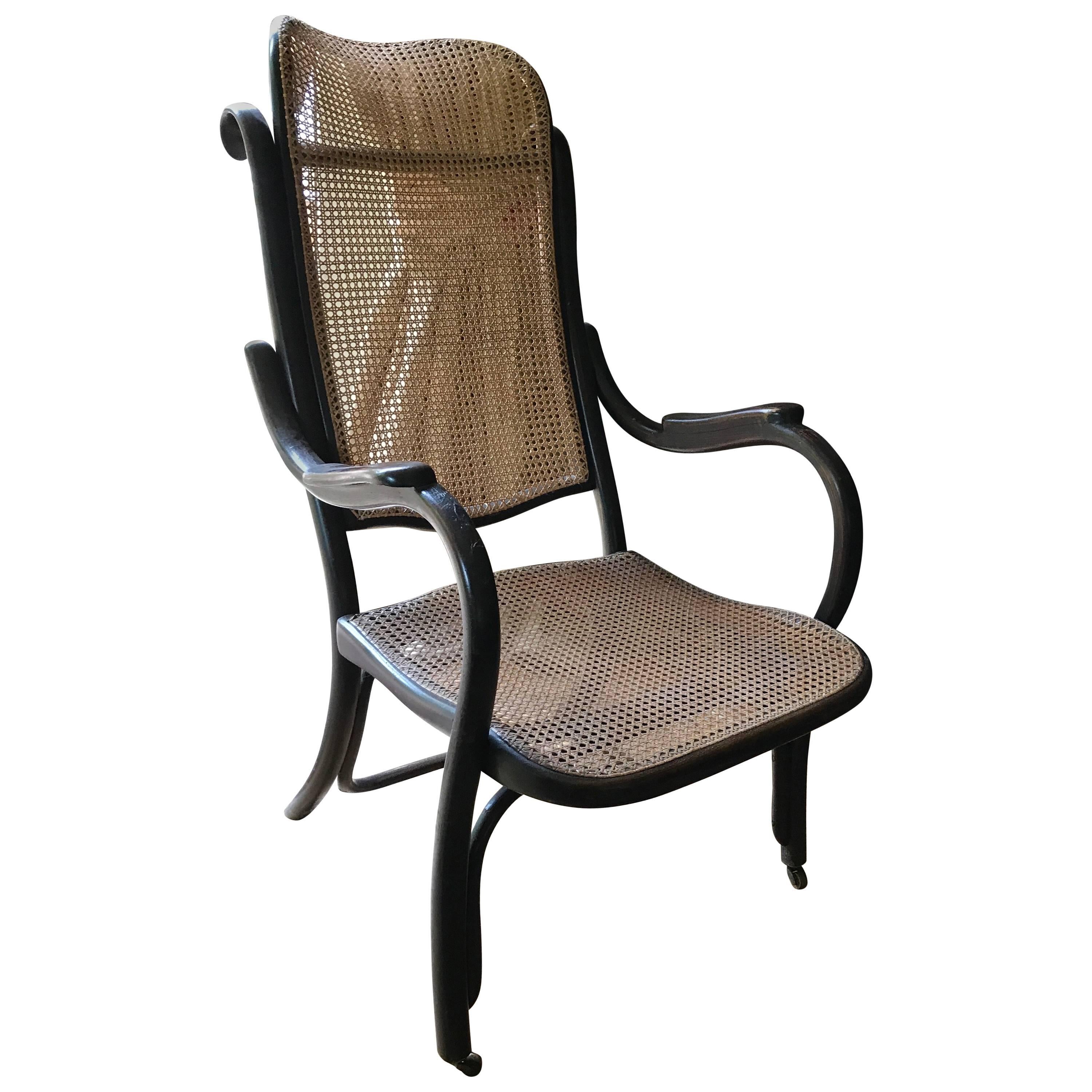 Thonet  Fauteuil de cheminée Nr2 Kaminfauteuil réglable en hauteur, 1900 ! en vente