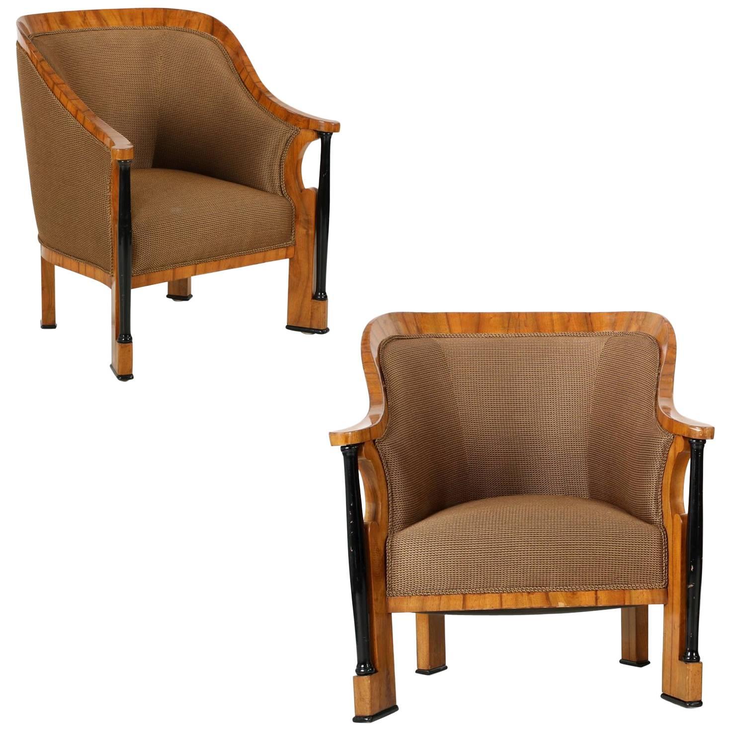 Pair of Austro-Hungarian Biedermeier Tub Arm Chairs, circa 1825