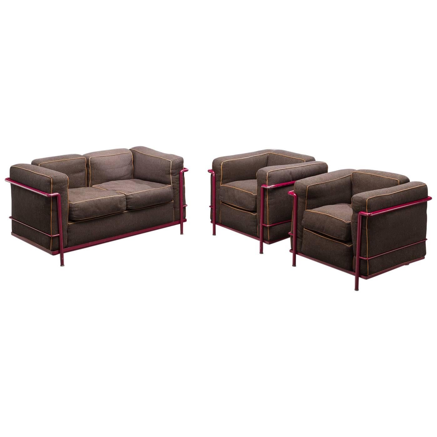 Le Corbusier Perriand and Jeanneret LC2 Lounge Set