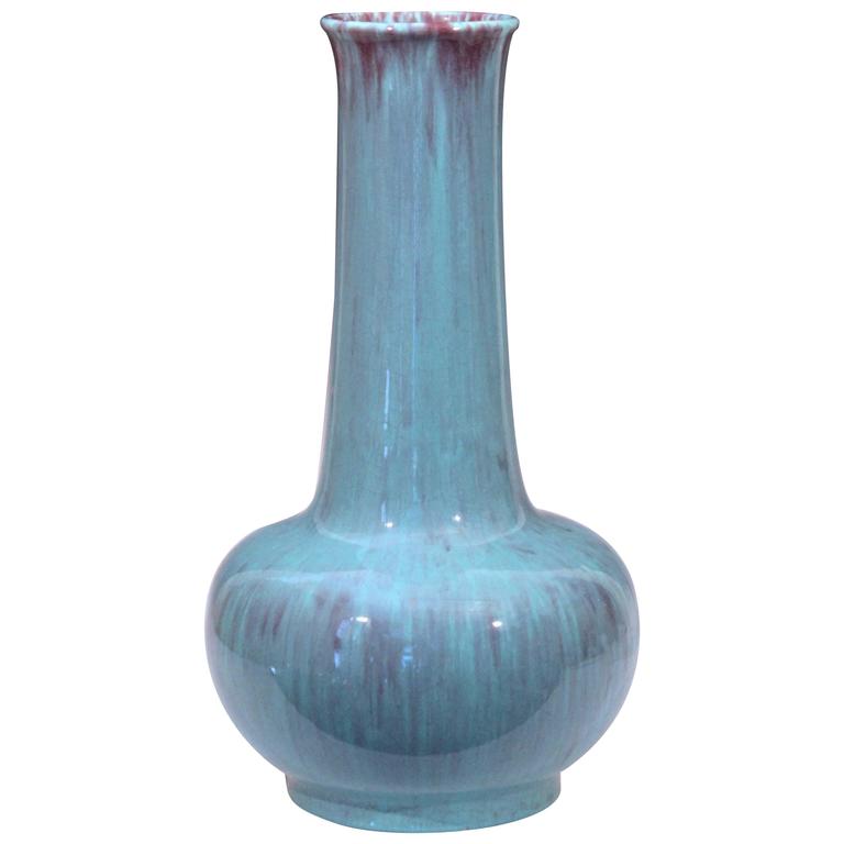 Antique American Art Pottery Flambe Vase Kangxi Form For Sale at 1stdibs