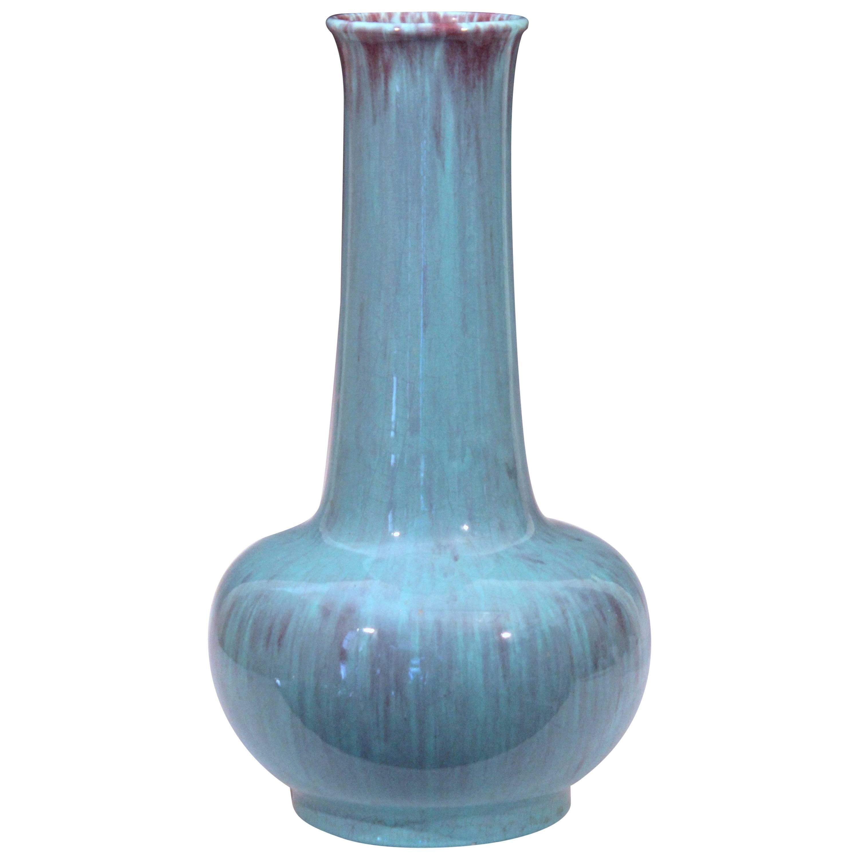 Antique American Art Pottery Flambe Vase Kangxi Form 
