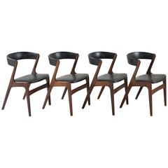 Danish Teak and Vinyl Modern Dining Chairs, circa 1960