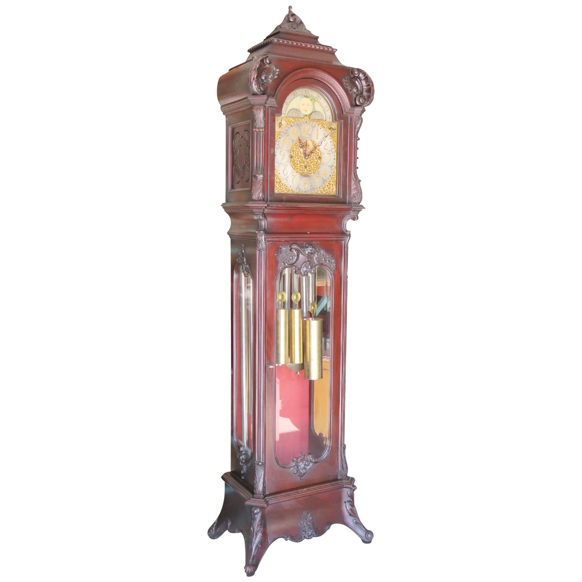 S. Kind & Sons Philadelphia Mahogany Grandfather's Clock