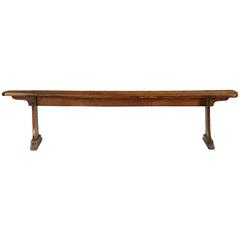 English Tenon-Mortised Elmwood Antique Hallway Bench, 18th Century