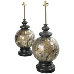 Pair of Spun Metal and Glass Lamps 12