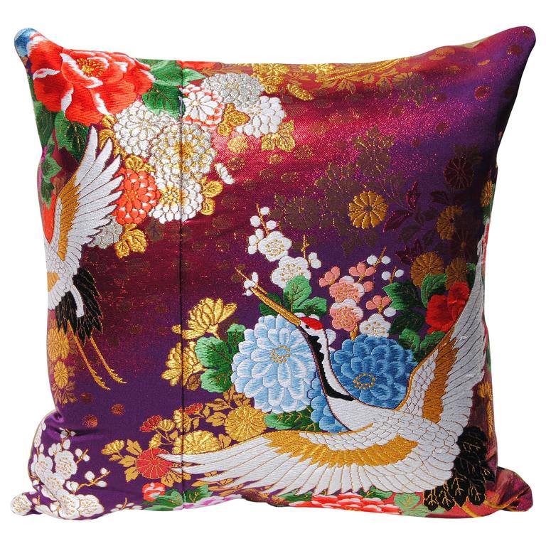 Custom Pillow Cut from a Vintage Silk Japanese Uchikake Wedding Kimono