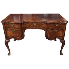 Antique English Walnut, Leather Top Desk Cabriole Legs, circa 1860 1