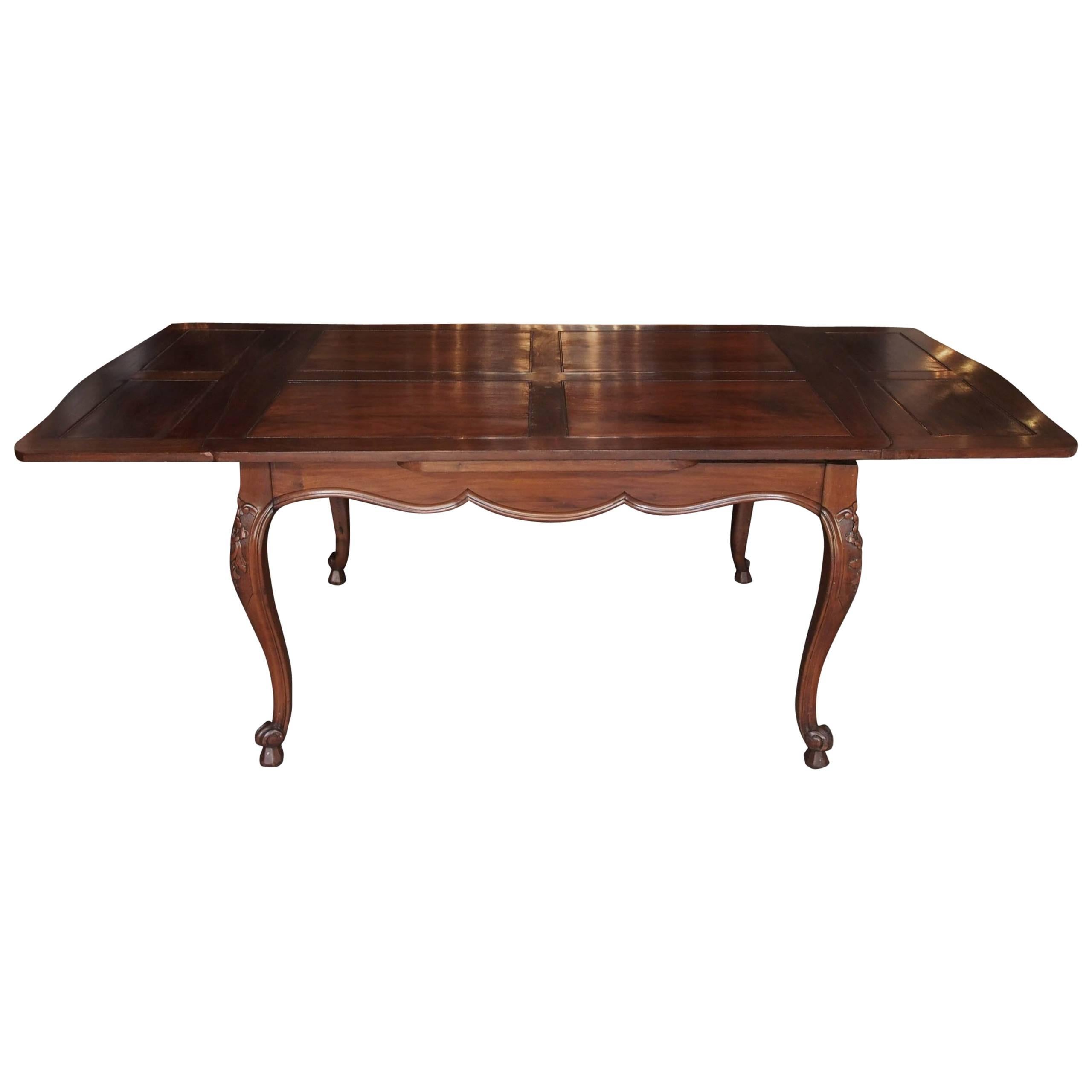 Antique French Country Draw-Leaf Table Fruitwood and Mahogany