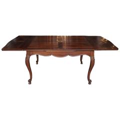 Antique French Country Draw-Leaf Table Fruitwood and Mahogany