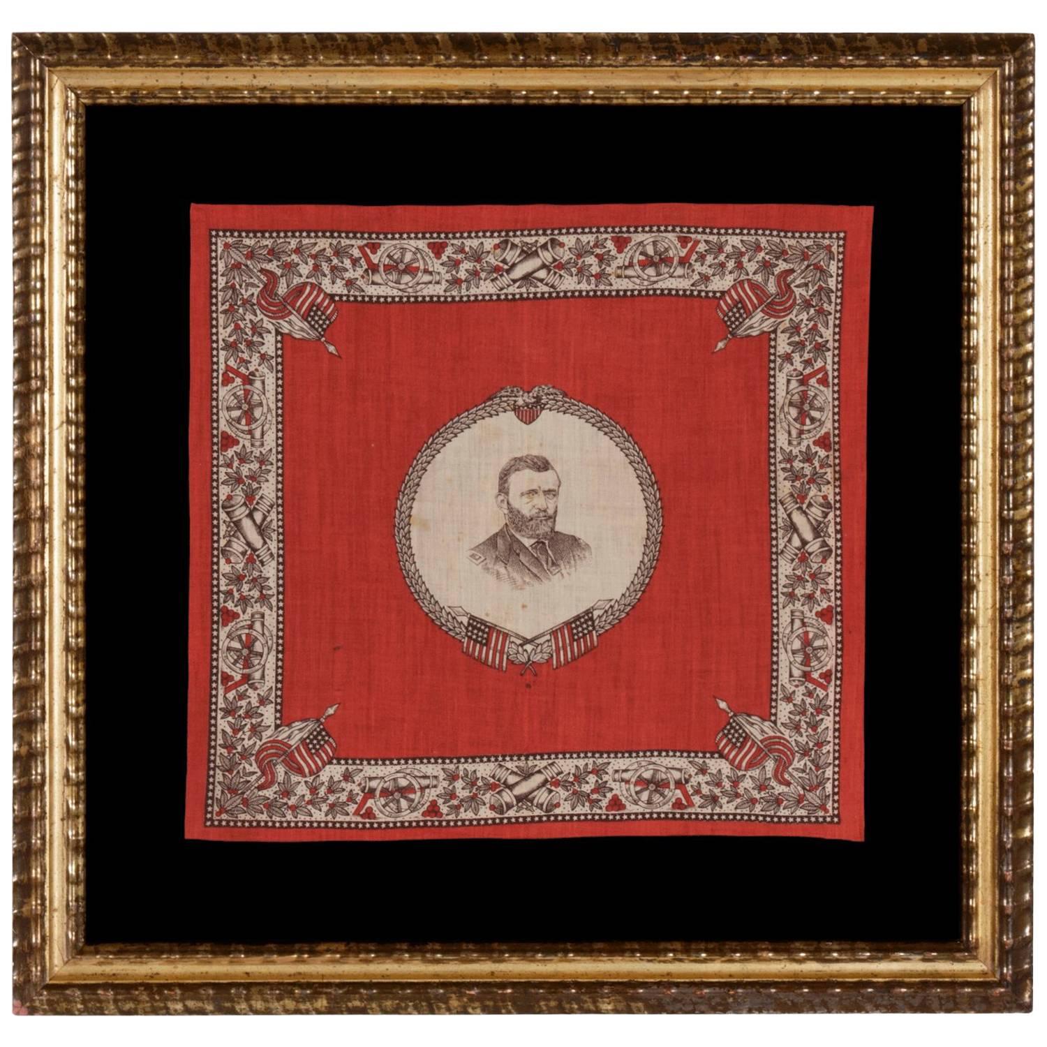 Printed Cotton Kerchief with a Portrait of Ulysses S. Grant