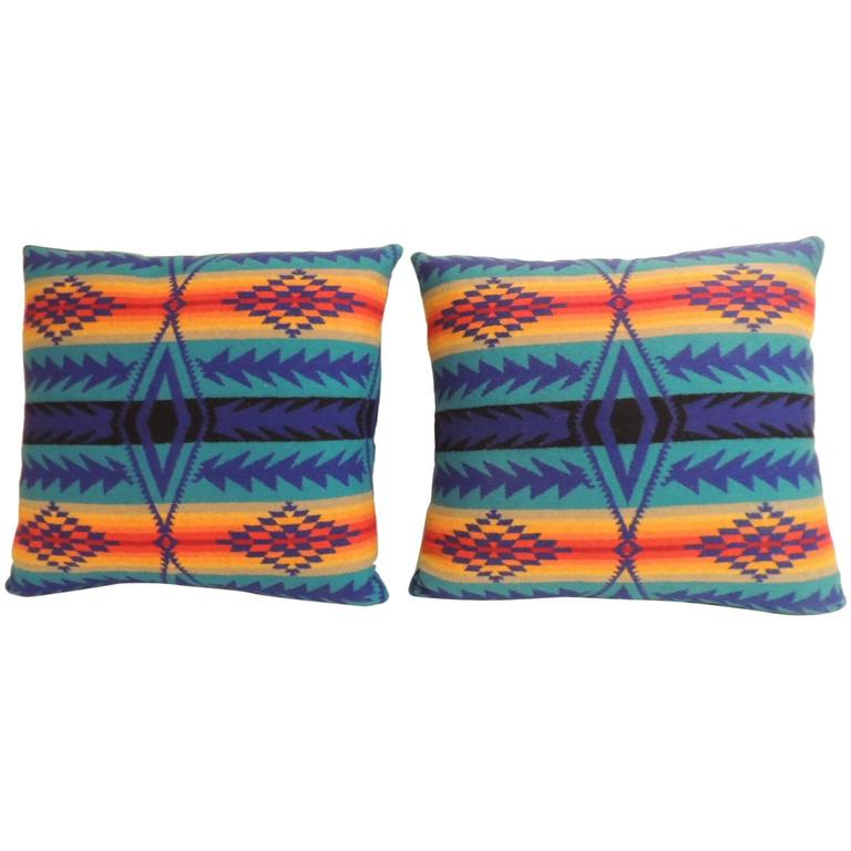 Pair of Vintage Pendleton Southwest Style Large Decorative Pillows For