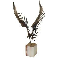 Curtis Jere Brutalist Bird Sculpture on Onyx Base