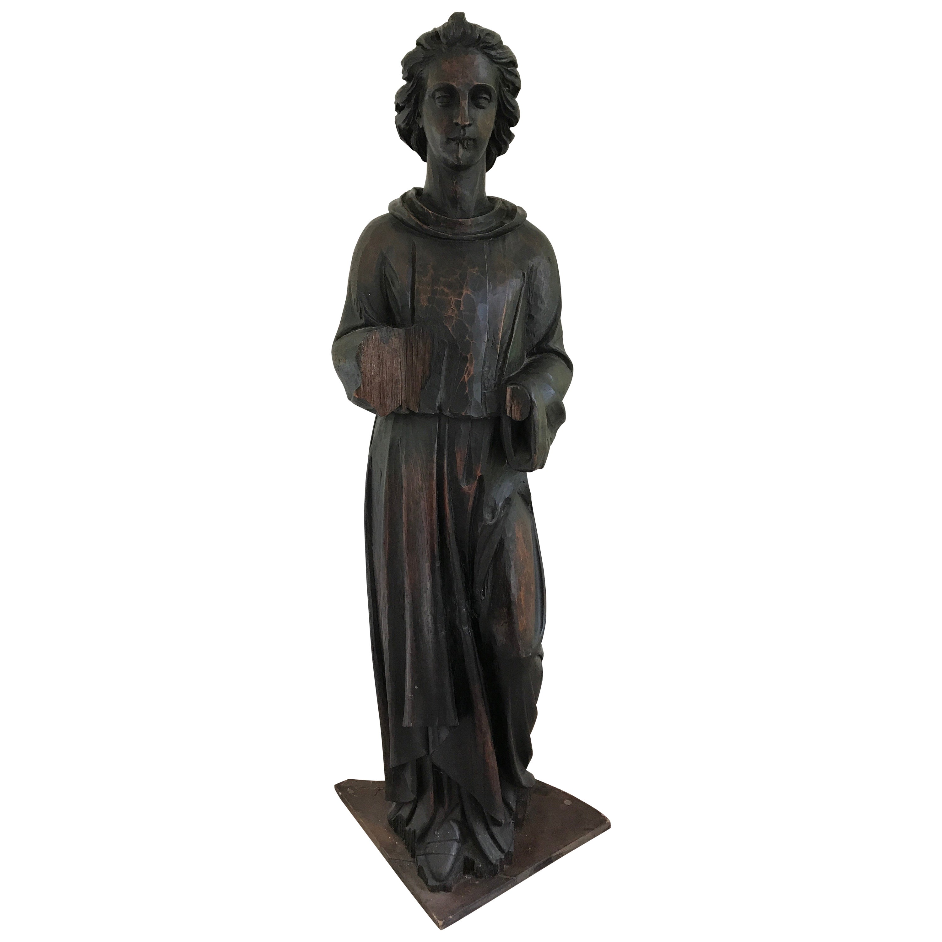 HandCarved Wooden Traditional Statue of Saint Paul For Sale at 1stDibs