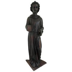Large 17th Century, French Carved Pinewood Angel Statue
